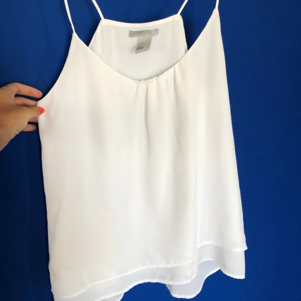 H&M Sleeveless White Linen Summer Blouse